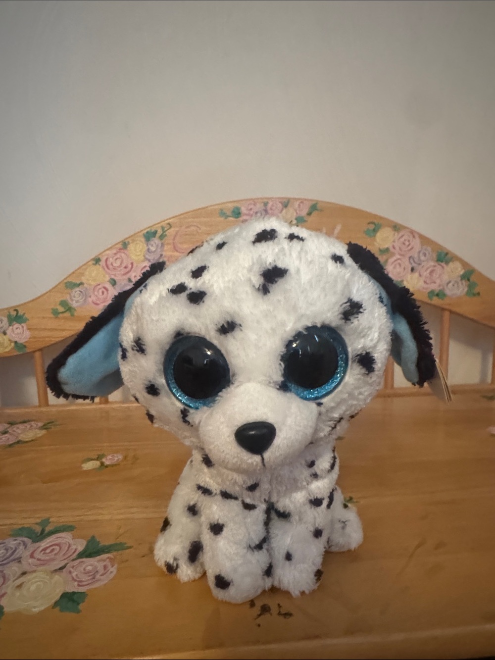 Ty White Dalmatian Plush with Black Spots and Blue Eyes